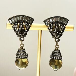 Heidi Daus Vintage Unsigned Art Deco Drop Clip Earrings